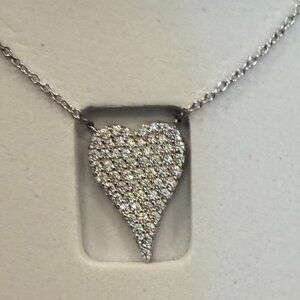 NEW IN BOX Rhodium Plated Diamonique Heart Necklace by Jennifer Miller